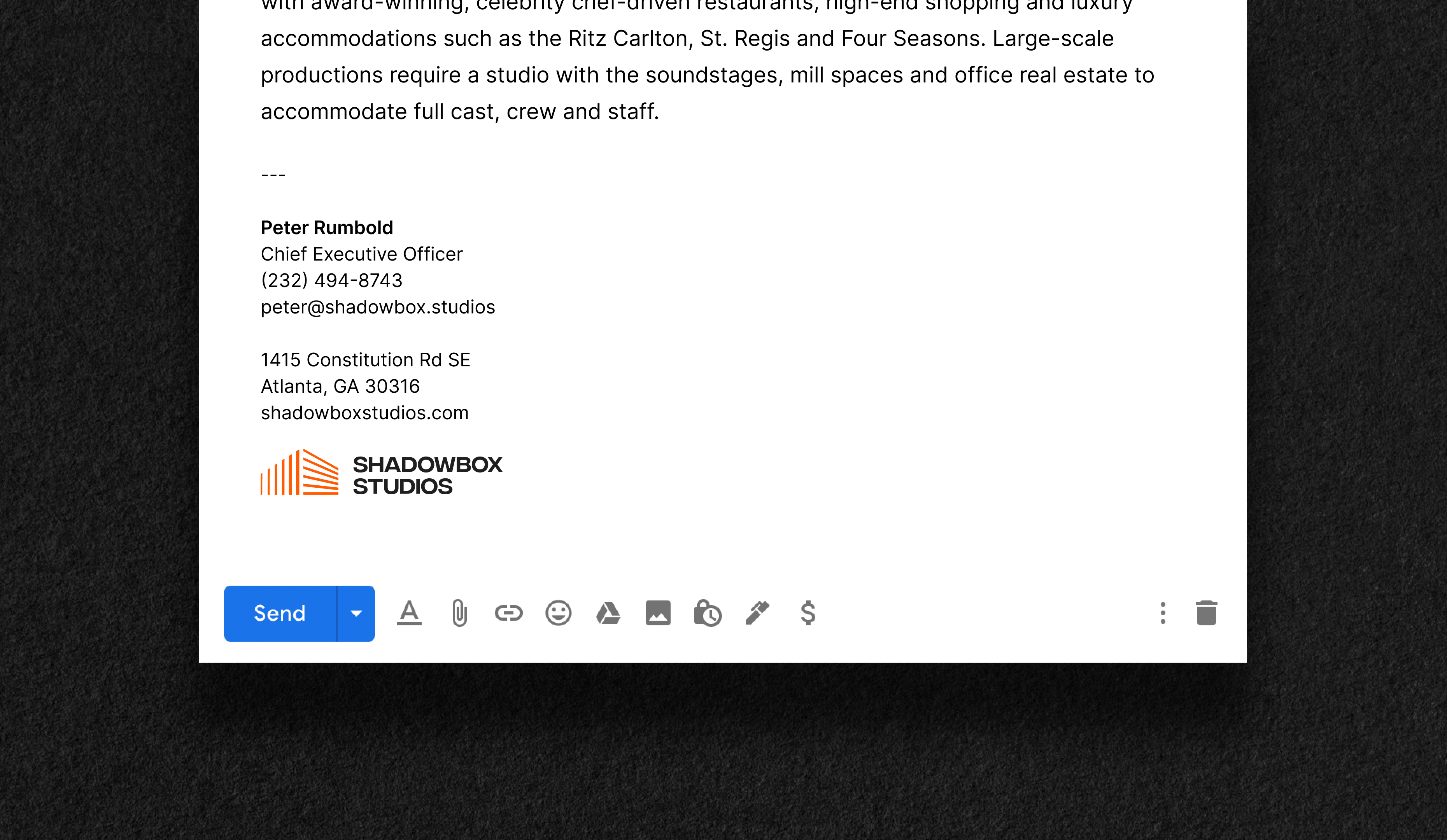 Shadowbox Email Signature